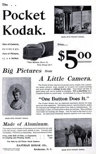 Pubblicità per la fotocamera tascabile Kodak. (Pocket Kodak) 1895. Collezione privata