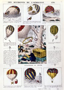 Incidenti aerostatici. Tavola illustrata del XIX secolo. da Unknown artist