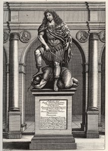 Allegoria che rappresenta il re Luigi XIV (1638-1715) che schiaccia i suoi nemici. Incisione di J. Frosne del 1653. Collezione privata. da Unknown artist