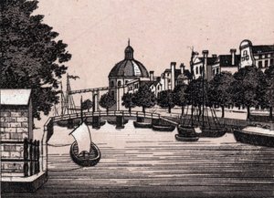 Amsterdam, Olanda: vista del Canale Singel. in 