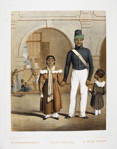 Un soldato africano con la sua famiglia da Unknown artist