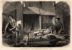 Un interno annamita a Lakon (Laos), incisione per illustrare il viaggio di esplorazione in Indocina, di Francis Garnier, 1866-1868