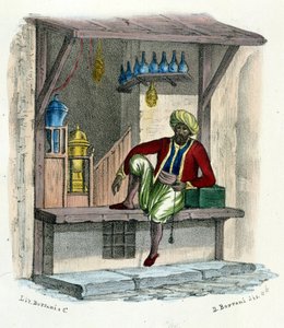 Un venditore arabo, incisione intorno al 1850 da Unknown artist