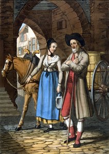 Anabattisti di Basilea. XIX secolo. Litografia da Unknown artist