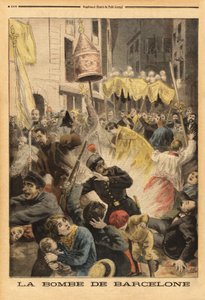 Attentato anarchico a Barcellona, esplosione di una bomba nella processione che lascia la chiesa di Santa Maria, via nuevos cambios da Unknown artist