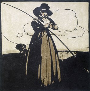 Pesca: donna che prepara il suo amo - calendario da Unknown artist
