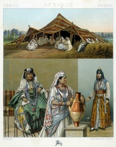 Tenda araba, costumi femminili algerini - in "Il costume storico" di Racinet da Unknown artist