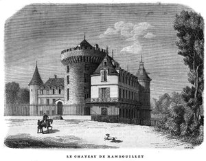 Architettura: vista esterna del Castello di Rambouillet (XIV-XV secolo, ristrutturato durante il secolo) da Unknown artist