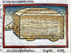 Ariete - un tipo di carro armato - in "De architectura" di Vitruvio del 1630 da Unknown artist