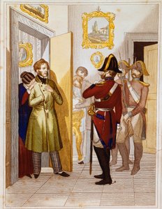 Arresto del patriota Federico Confalonieri (1785-1846), da parte delle truppe italiane. Incisione del 19° secolo Museo del Risorgimento, Roma