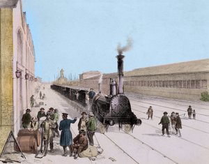 Arrivo del treno merci della linea Parigi-Orléans - Incisione del XIX secolo - Collezione privata