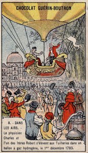 Ascensione in un pallone a gas idrogeno degli aeronauti francesi Charles e Robert le Jeune, realizzata a Parigi, nel Giardino delle Tuileries. 1 dicembre da Unknown artist