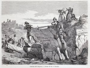 Toro alato assiro sul sito di Ninive - in "Tour du monde" 1° sem. 1863 da Unknown artist