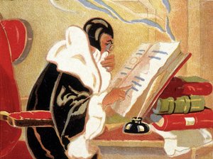 Astrologo: Nostradamus che studia un libro da Unknown artist