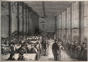 Atelier del ferro - Scuola municipale di apprendisti del boulevard de la Villette a Parigi nel 1875 - incisione da Unknown artist