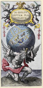Atlante che porta il mondo. Incisione dell
