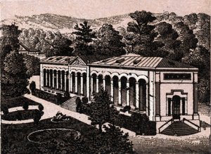 Baden Baden, Germania: vista della Colonnade. in "Il mondo illustra 168 vedute" Non datato (fine XIX secolo) da Unknown artist