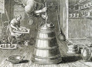 Baratte per la produzione di burro e formaggio - incisione da Unknown artist