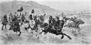 Invasioni barbariche - Gli Unni - Incisione di U. Checa da Unknown artist