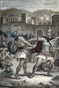 Battaglia tra Orazi e Curiazi. Incisione da Unknown artist