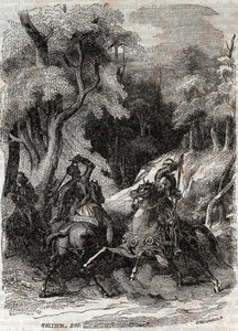 Battaglia tra Orlando e Ferragus - incisione del 1851 da 