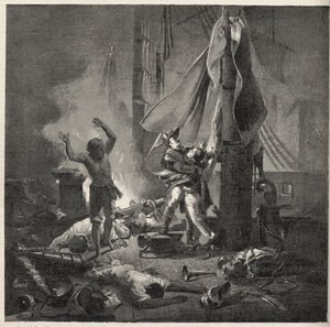 Battaglia del Nilo - Battaglia di Aboukir - morte di Luce e Giocante de Casabianca (Luc-Julien-Joseph Casabianca) da Unknown artist