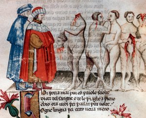 Bertrand de Born tiene la sua testa decapitata (canto 28 dell