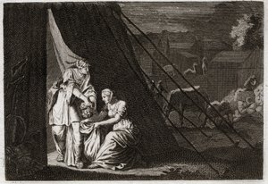 Bibbia di Royaumont, Antico Testamento: Morte di Oloferne. Giuditta taglia la testa di Oloferne, aiutata dalla serva Abra. Illustrazione del 1811. da Unknown artist