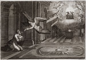 Bibbia di Royaumont, Antico Testamento: Isaia profeta. Un serafino prese con le sue pinze un carbone ardente che era sull