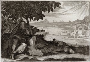 Bibbia di Royaumont, Antico Testamento: Edera secca. Dio mostra con un esempio sensibile al suo profeta Giona quanto ama gli uomini e quanto dolore prova quando è costretto a punirli. Illustrazione del 1811 da Unknown artist