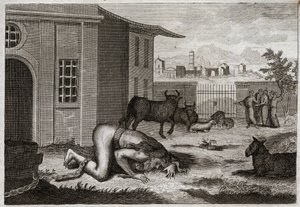 Bibbia di Royaumont, Antico Testamento: Nabucodonosor trasformato in bestia. Re Nabucodonosor II per giusta punizione della sua superbia viene trasformato in bestia. Illustrazione del 1811 da Unknown artist