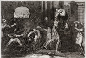 Bibbia di Royaumont, Antico Testamento: Predizione di Eliseo. Un signore di Samaria, avendo frainteso le parole di Eliseo, viene calpestato ai suoi piedi. Illustrazione del 1811. da Unknown artist