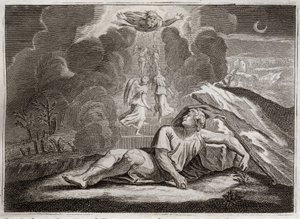Bibbia di Royaumont, Antico Testamento: La scala di Giacobbe. Giacobbe, fuggendo dall