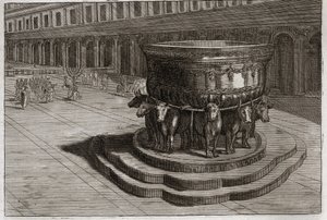 Bibbia di Royaumont, Antico Testamento: Mare di bronzo. Il mare di bronzo era usato per lavare i piedi e le mani dei sacerdoti quando entravano nel tempio. Illustrazione del 1811. da Unknown artist