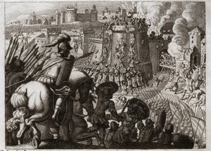 Bibbia di Royaumont, Antico Testamento: Assedio di Gerusalemme. Nabucodonosor II assediò Gerusalemme, la prese e portò tutte le ricchezze e tutti gli abitanti di quella città a Babilonia. Illustrazione del 1811.