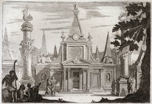 Bibbia di Royaumont, Antico Testamento: Simone Pontefice. Simone Maccabeo succede a suo fratello Gionata, erige una magnifica tomba per suo padre e i suoi fratelli, e viene ucciso per tradimento. Illustrazione del 1811. da Unknown artist
