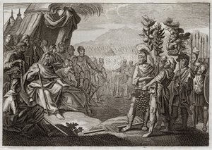 Bibbia di Royaumont, Antico Testamento: I dodici esploratori. Mosè inviò dodici esploratori a riconoscere la terra di Canaan (Terra Promessa). Illustrazione del 1811 da Unknown artist