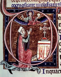 Blanche de Castille regina di Francia (1188-1252) in preghiera Miniatura da un manoscritto "Vita e miracoli di San Luigi" di William of Saint Pathus da Unknown artist