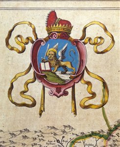 Blasone della Repubblica di Venezia decora il leone di San Marco. XIX secolo