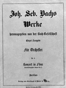Concerto Brandeburghese n. 2, frontespizio della partitura di Johann Sebastian Bach da Unknown artist