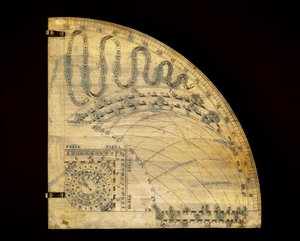 Quadrante in ottone che mostra le linee del tempo del movimento del sole e indica il suo ingresso nei segni zodiacali (realizzato dall