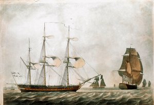 Fregata britannica del XVIII secolo (stampa del XIX secolo)