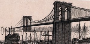 Ponte di Brooklyn a New York, USA in "Il mondo illustra 168 vedute" da Unknown artist