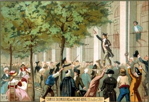 Camille Desmoulins al Palais Royal (12/07/1789). Cromolitografia del XIX secolo. - Rivoluzione Francese/Camille Desmoulins chiama all