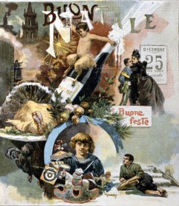 Cartolina di auguri italiana per Natale. 1893 da Unknown artist
