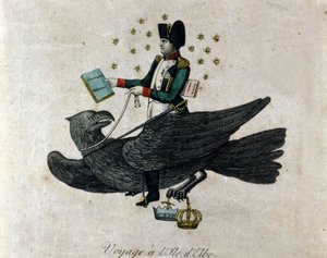 Cartone animato su Napoleone riguardo al suo esilio sull
