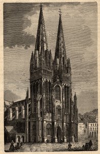 Cattedrale di Saint Corentin di Quimper - incisione in "PATRIE - DESCRIPTION PICTURESQUE DE LA FRANCE EN 6 VOLUMES" di Lucien Huard - fine XIX secolo
