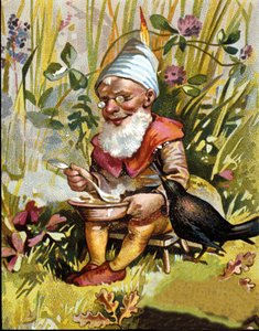 Personaggio del nano o farfadet che mangia zuppa da Unknown artist