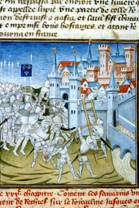 Carlo Martello a Poitiers, 732 - Miniatura del XIV secolo: Richiedere permesso alla Biblioteca Municipale di Tolosa da Unknown artist