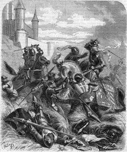 Carlo il Temerario, duca di Borgogna (1433-1477) alla battaglia di Montlhéry nel 1465. Incisione del XIX secolo